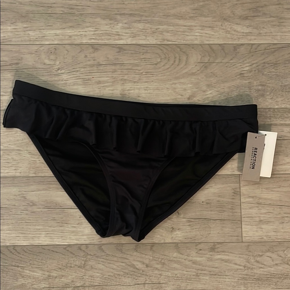 🎉Kenneth Cole Reaction Black Ruffle skirted Bikini Bottom NWT xl